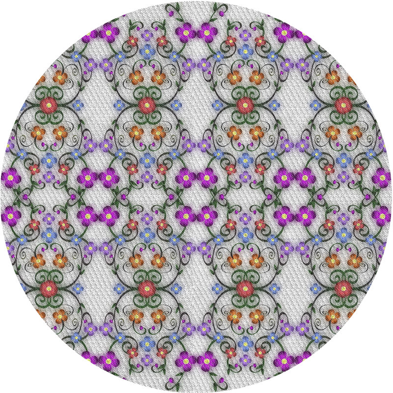 Tapis mauve à motif floral Sammy-Jo, Rond 7 pi