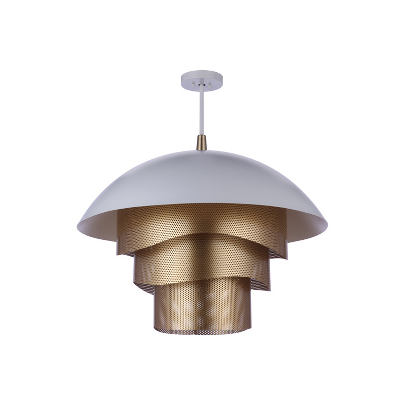 Matte White and Gold LED Dome Pendant Light