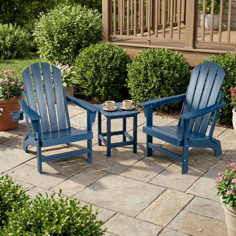 2pcs Foldable Outdoor Adirondack Chairs, Navy, 2