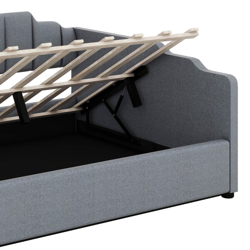 Upholstered Daybed With Underneath Storage, Gray, Full