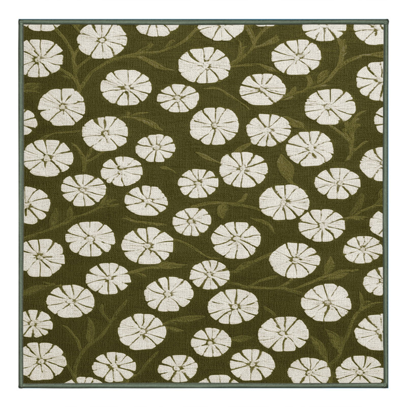 Tapis vert botanique lavable à la machine, Carré 4 pi