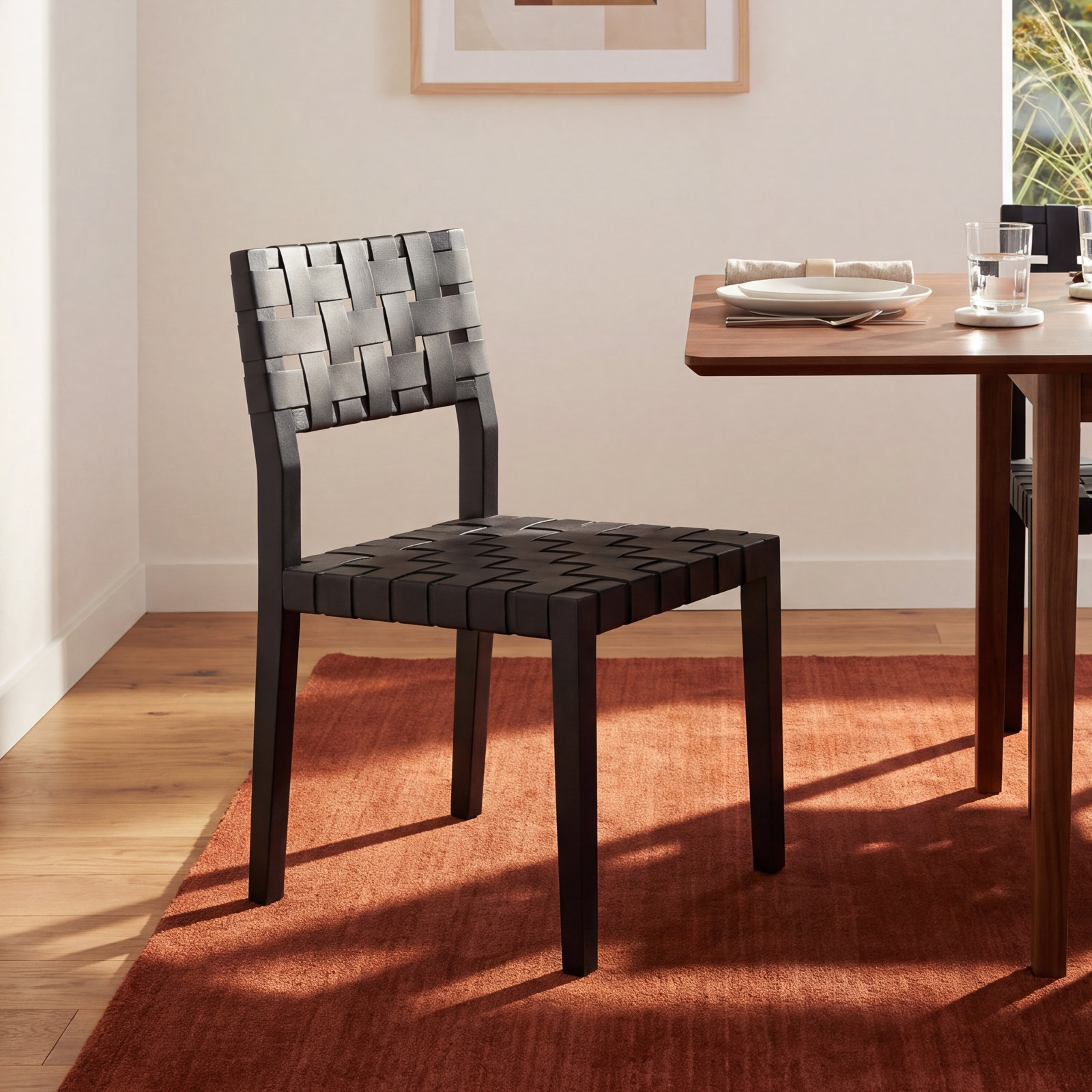 Ardell Genuine Leather Dining Chair, Black
