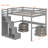 Full Size Loft Bed with Desk, Two Storage Drawers, LED Light Strip, Guardrail Design