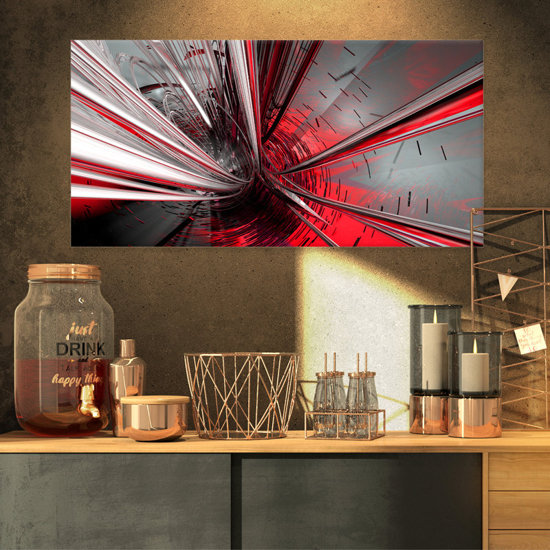 « Fractal 3D Deep into Middle » - Impression d'art graphique, H 20 po x l 40 po, Toile tendue, Sans cadre