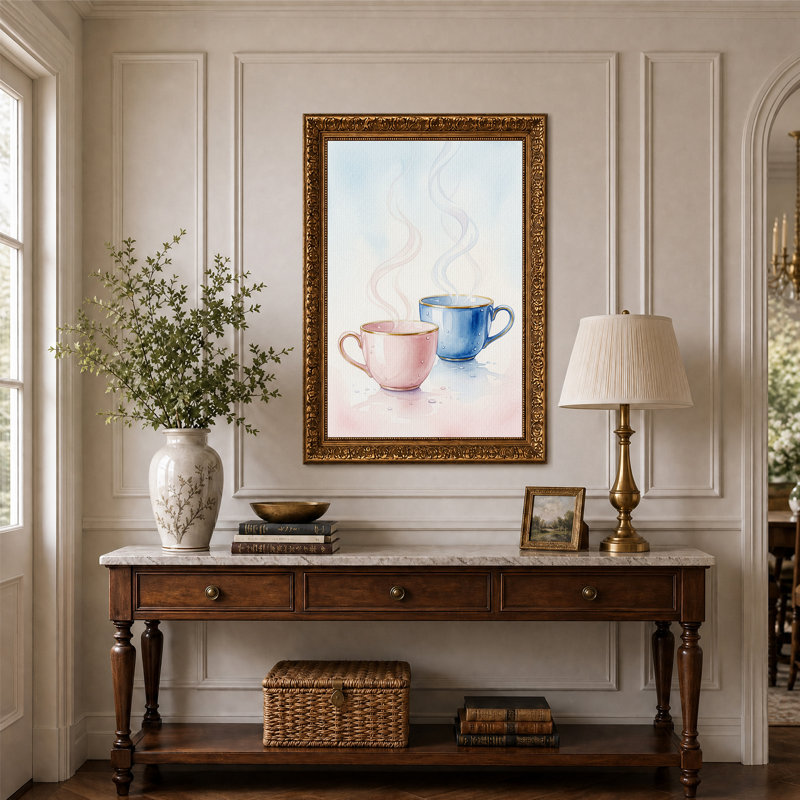 Art mural sur toile rose et bleu, H 24 po x l 16 po