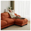 Canapé modulaire moderne en chenille avec repose-pieds - canapé 4 places en forme de L avec motif plissé et coussins ronds