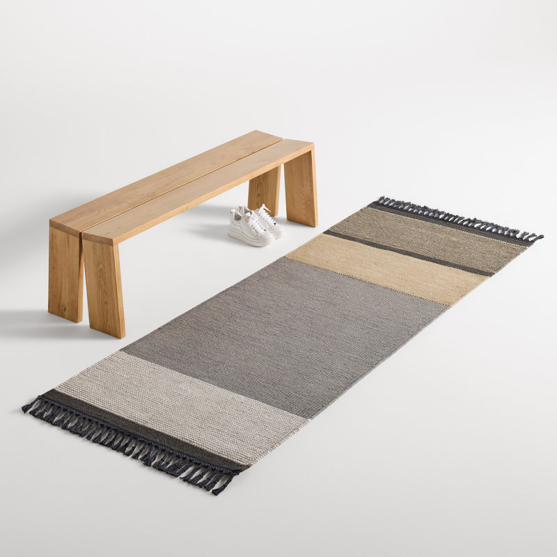 Right On Wool Striped Area Rug in Brown/Gray