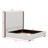 Tall Headboard Upholstered Bed With Vertical Striped And Wingback Design