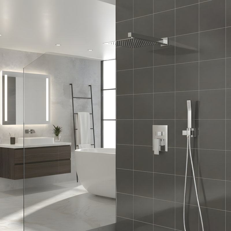 12 Inch Wall Mounted Dual Shower Head Shower Set, Chrome