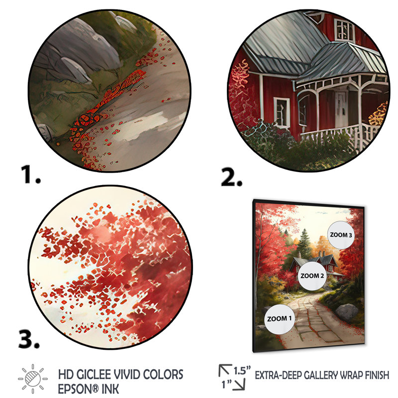 «Emerie Fall Foliage To The Cottage II», reproduction, Impression noire sur toile encadrée, H 20 po x l 12 po x P 1 po