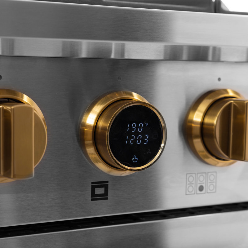 30 in. 4.2 cu. ft. 4 Burners Dual Fuel Range in Stainless Steel with Kucht Horus Thermostat, Natural Gas