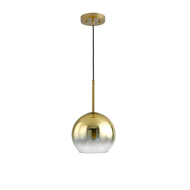 Luminaire suspendu en verre Melveen Globe, Doré, Laiton brossé