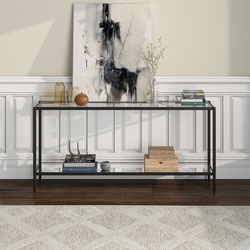 Hera Console Table, Black, 76.2cm H x 162.6cm W x 35.6cm D
