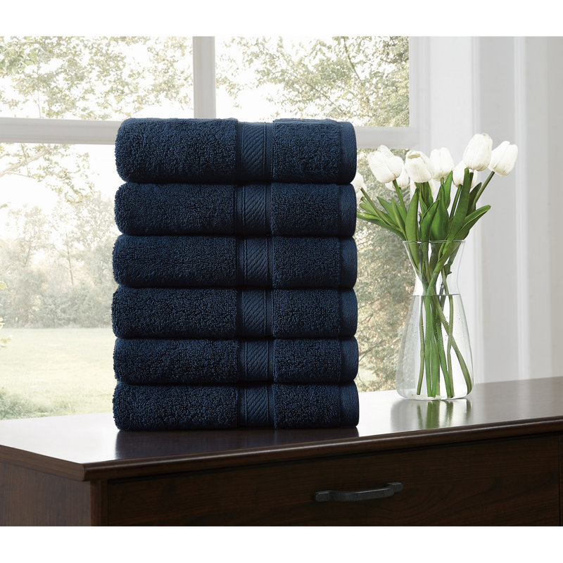  Regal Plush Towel Sets, Dark Blue, Hand Towel - 6 Pack