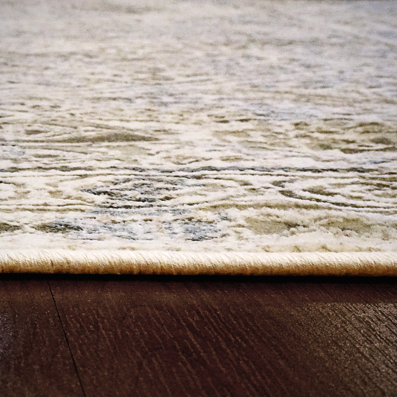 Tapis beige/bleu Karlee, Tapis de couloir : 2 pi 2 po x 7 pi 7 po