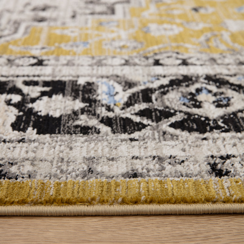 Bernell Persian Medallion Black/Gold Area Rug, Rectangle 120 x 166cm