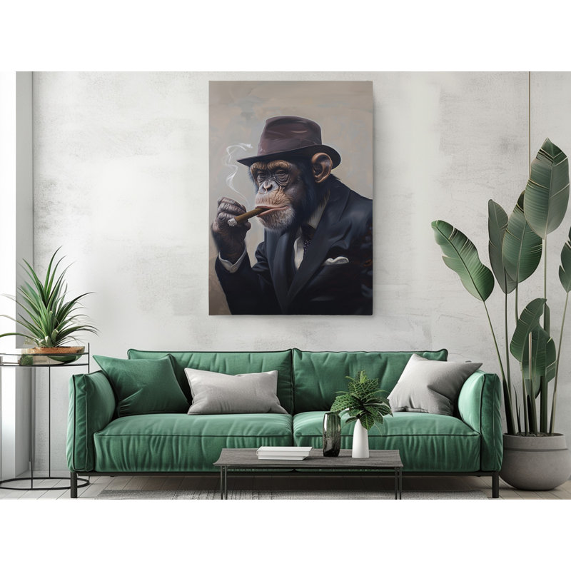 «Highend Portait of a Chimp», impression d'art mural moderne pour la maison et le bureau, H 24 po x l 16 po