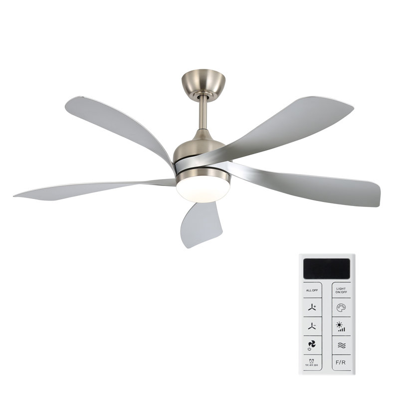 52 Inch Modern Ceiling Fan With 5 ABS Blades, Reversible Motor & Smart Remote Control,3 Color Dimmable Led Light