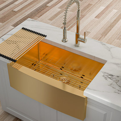 30 Gold Farmhouse Sink - 30 Inch Kitchen Sink Stainless Steel 16 Gauge Apron Front Kitchen Sink