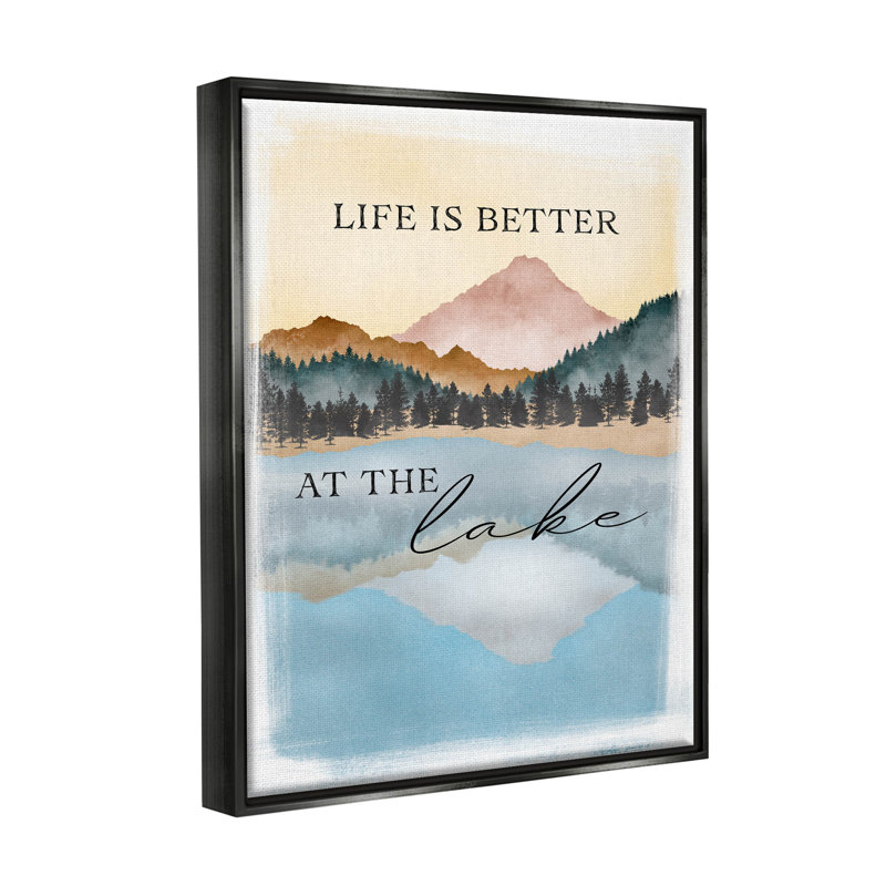 "Better at Lake" par JJ Design House LLC - Cadre flottant, impression sur toile, Cadre flottant noir de jais