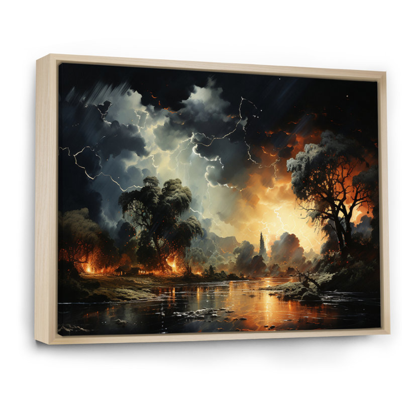 Storm Electric Dance I - Landscapes Wall Decor, H 12 po x l 20 po x P 1 po, Cadre naturel flottant