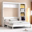 Lit escamotable double avec bureau et bibliothèque, blanc-133218296