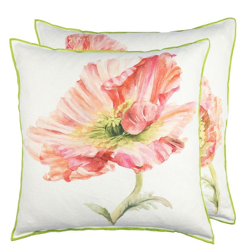 Coquelicot Decorative Pillow, Coral