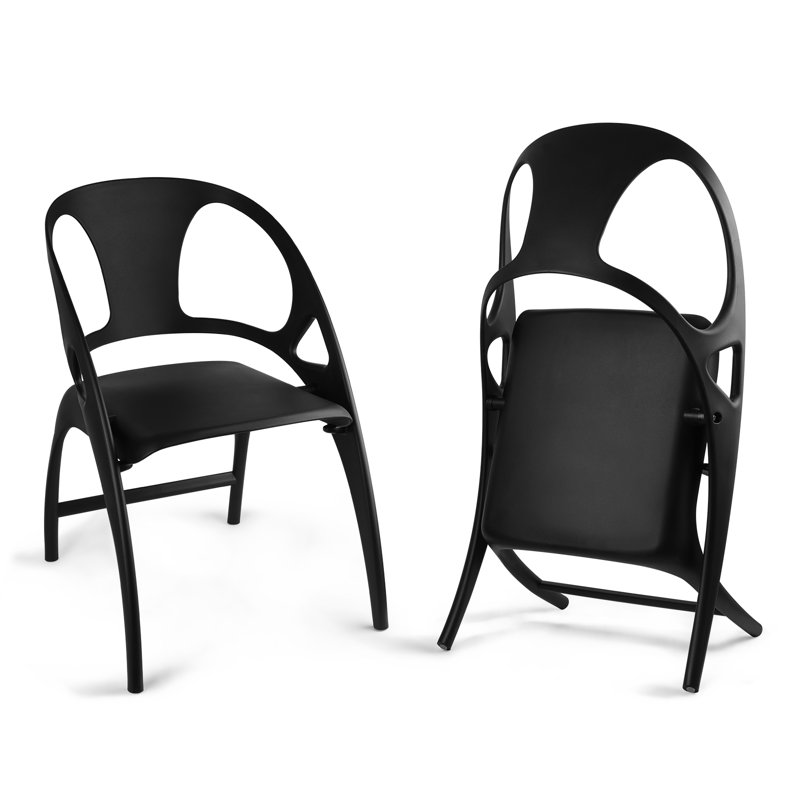White Heavy Duty Folding Dining Chairs with Handle, Set of 2