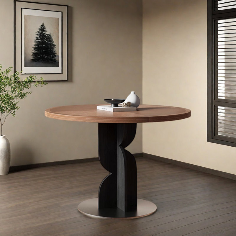 Table ronde durable, créative et multifonctionnelle, Marron foncé, H 29,52 po x L 39,37 po x l 39,37 po