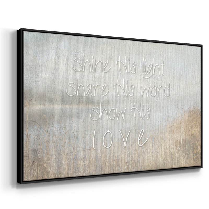 "Shine His Light", art textuel sur toile, H 17 po x l 25 po x P 2 po, Noir