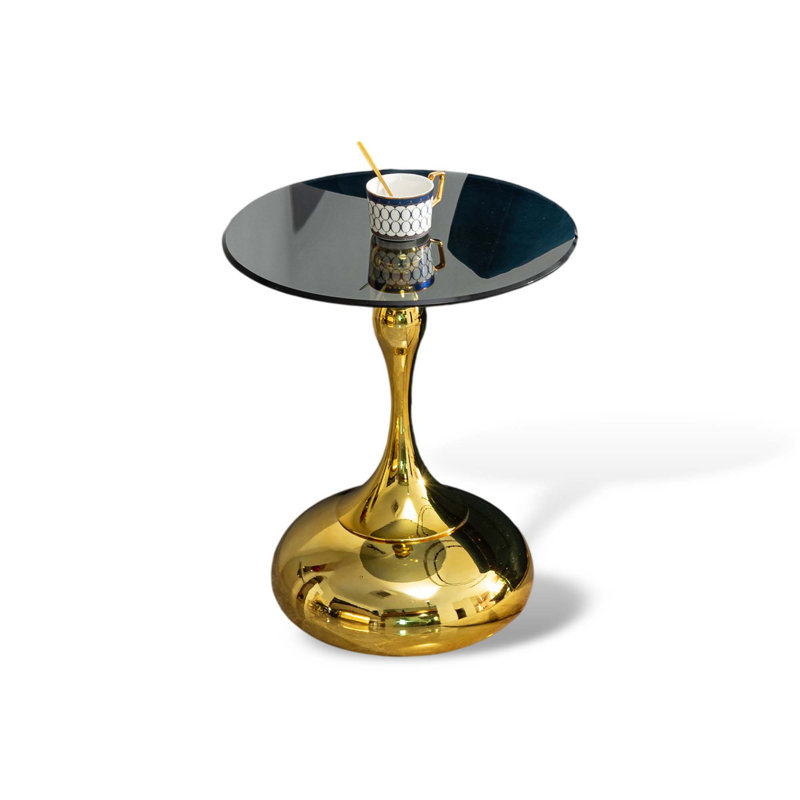 Petite table d'appoint ronde, table basse, petite table basse de salon, Doré
