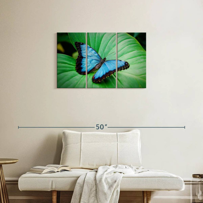 Brampt Blue Morpho On Leaf, 20" H x 33" W