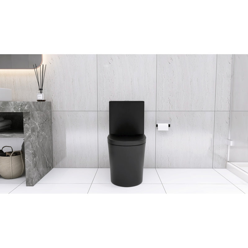 Matte Black Toilet With Dual Flush, 1.1/1.6 , Elongated Bowl For Added Comfort Bathroom In Black, Flush Extra Room Design