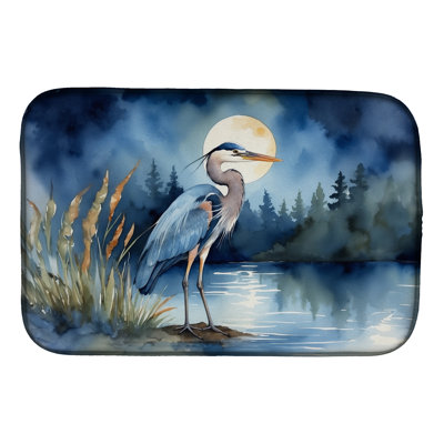 Blue Heron Under the Moonlight Dish Drying Mat