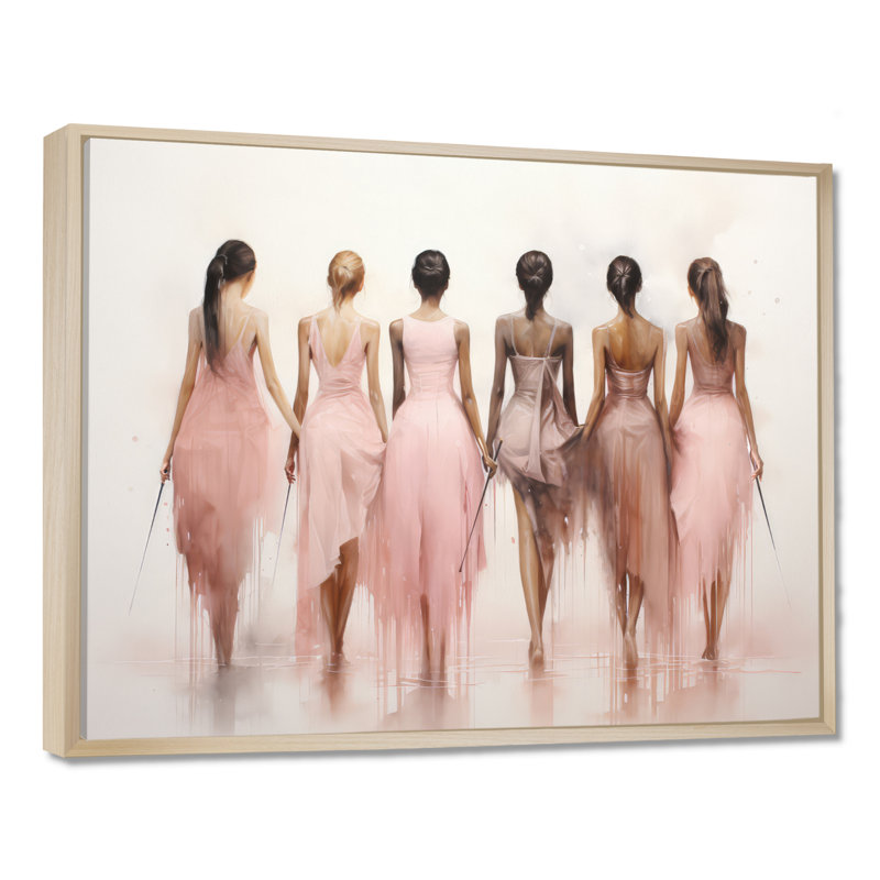 Pink Dance Quiet Ensemble - Danse encadrée, H 16 po x l 32 po x P 1 po, Cadre flottant érable