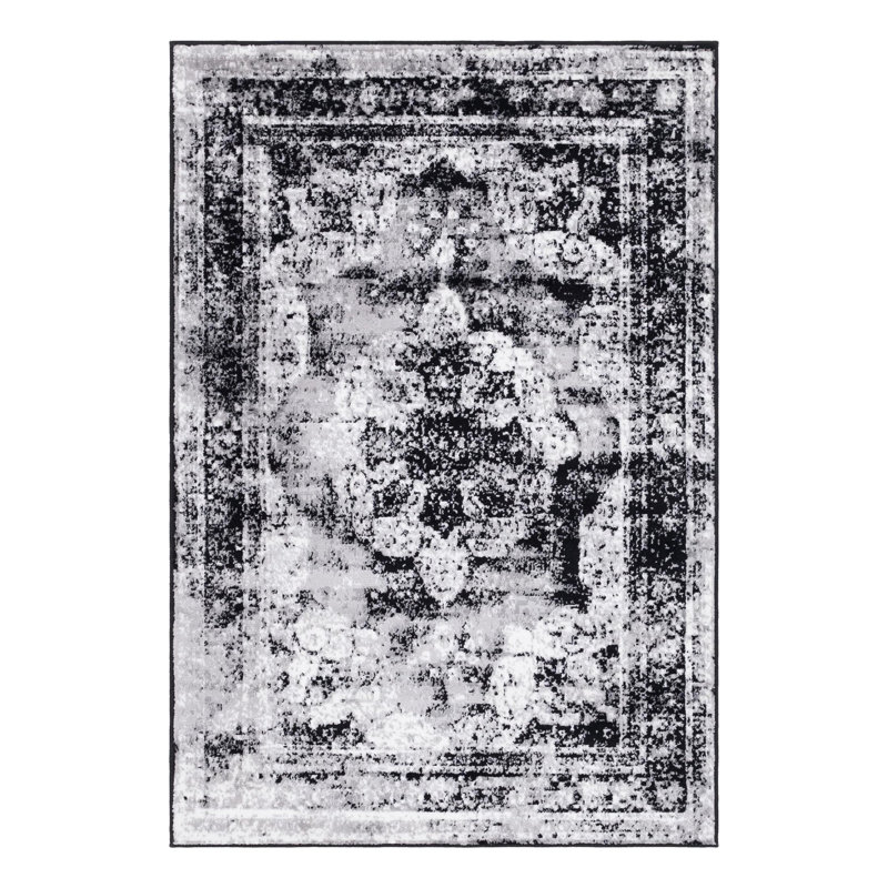 Brandt Oriental Area Rug, Rectangle 3'3" x 5'3", Black 