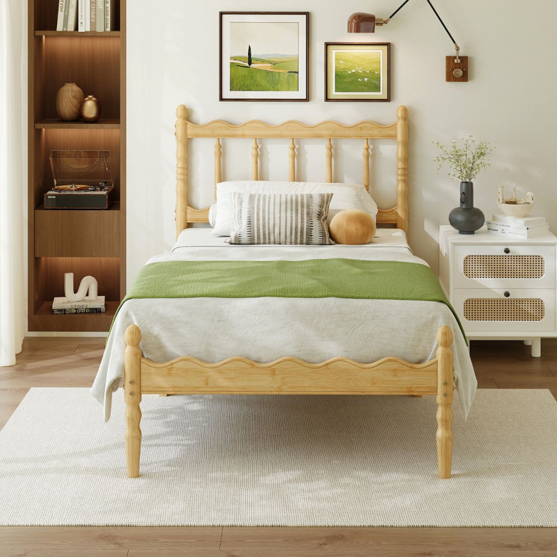 Lit simple 14 "en bois massif avec tête de lit 14", Lit simple