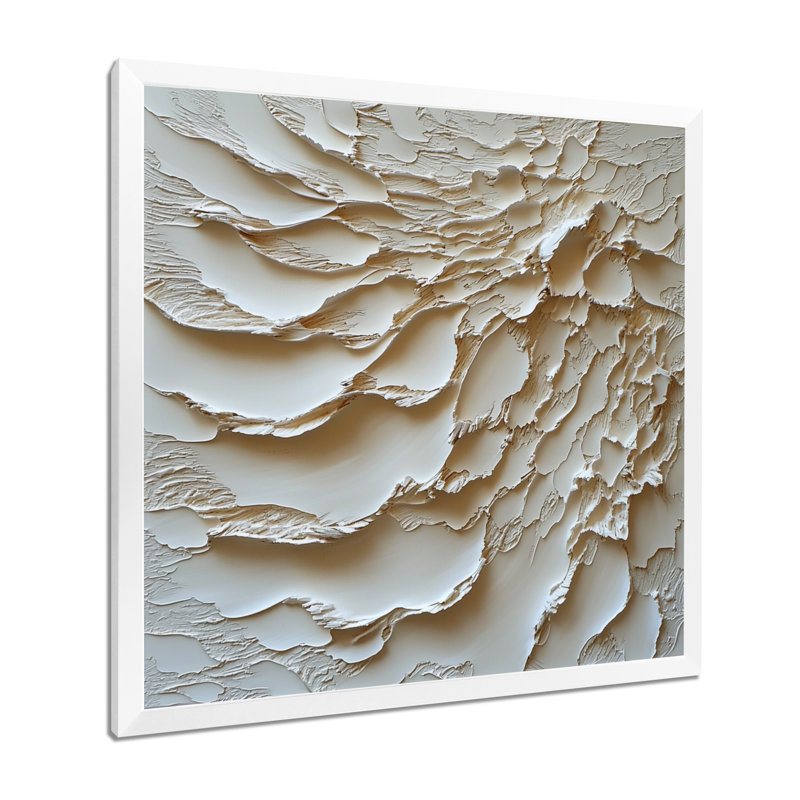 Olyne ascendant, lumière des vagues de crème II - art mural moderne transitionnel abstrait, H 36 po x l 36 po, Blanc
