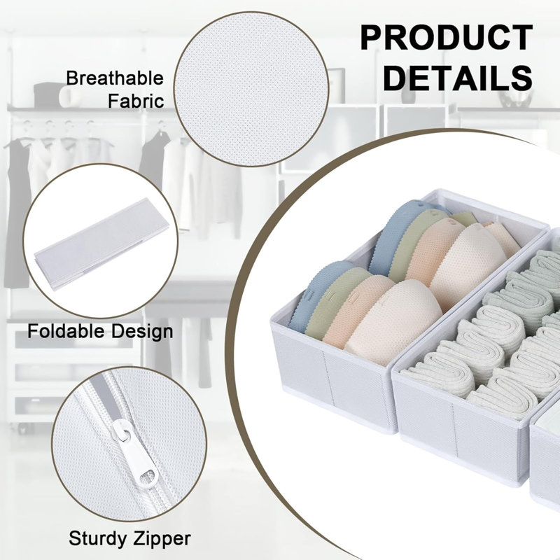 Blended Fabric Drawer Organizers, White
