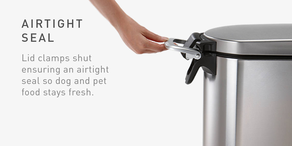 simplehuman Pet Food Storage Container Stainless Steel for Dog Food, Cat Food, and Bird Feed