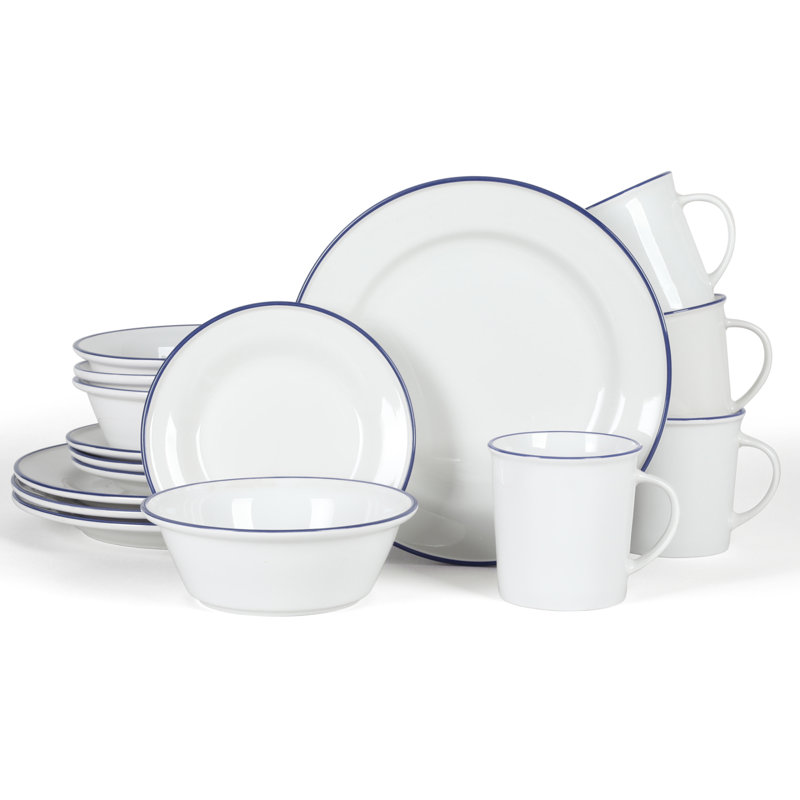 Martha Stewart Cliffield 16 Piece Dinnerware Set, Blue;White