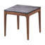 Table de bout carrée en pierre d'ingénierie Dugray, gris et noyer