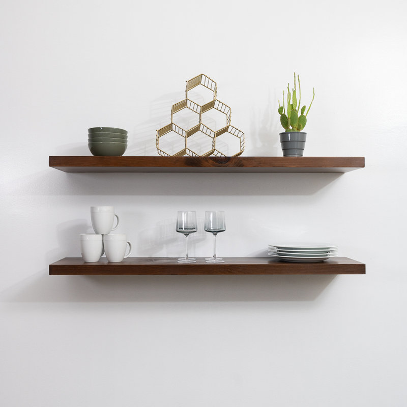 Haby Rustic Floating Shelves, Provincial, 1.75" H x 24" W x 12" D