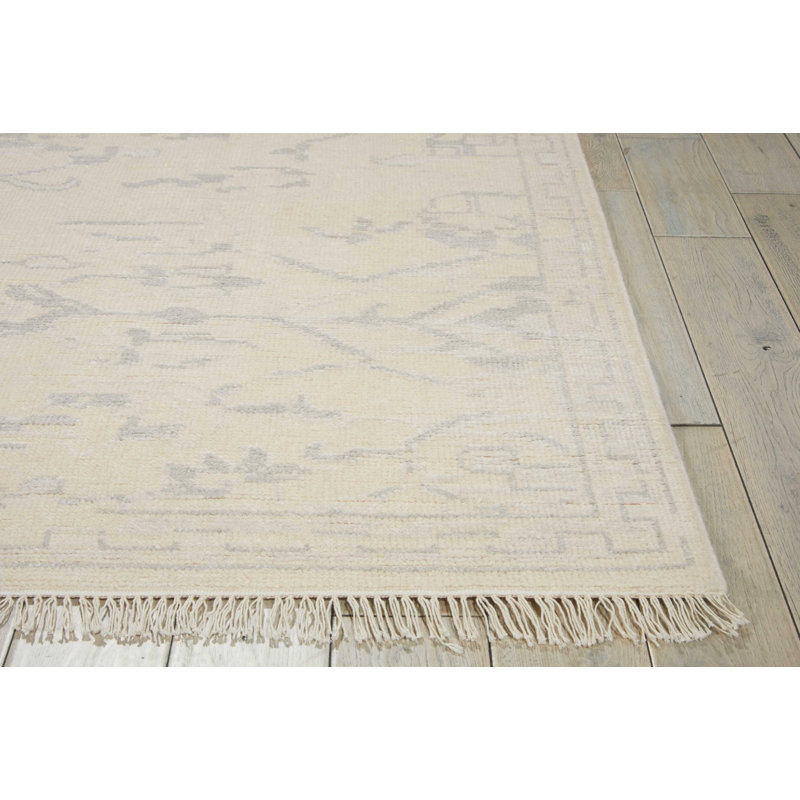 Tapis ivoire fait à la main Lunel, Rectangle 5 pi 6 po x 8 pi