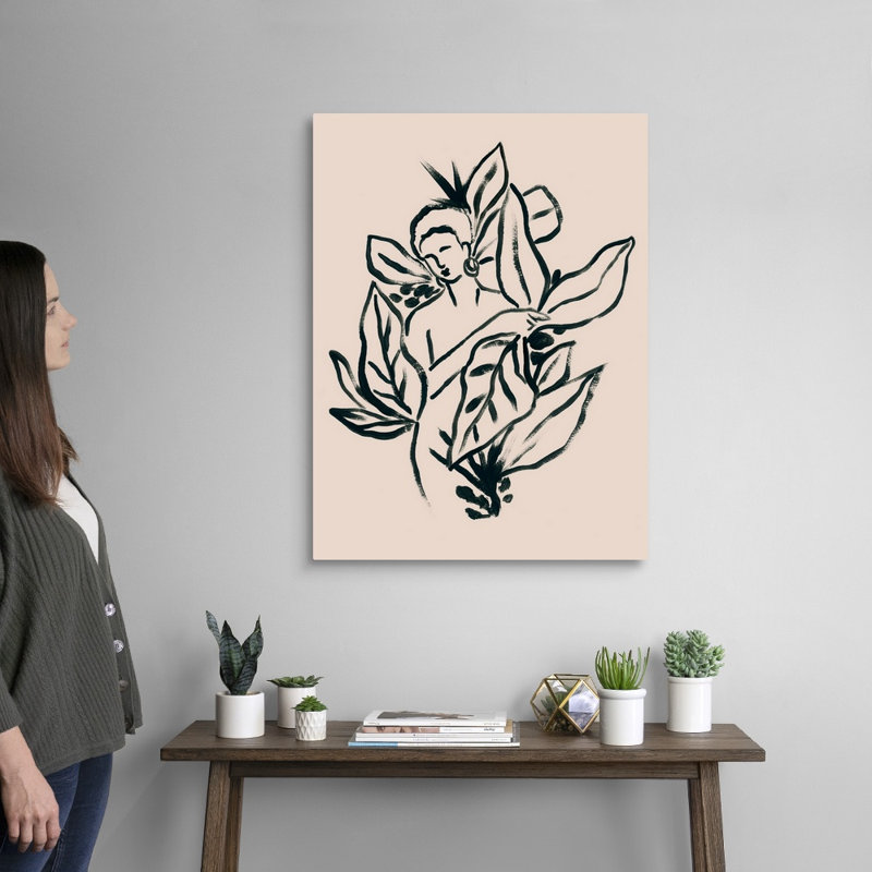 Foliage figure II, art mural sur toile, H 32 po x l 24 po, Toile tendue