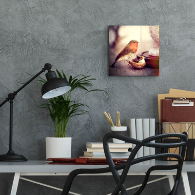  «Little Antique Robin» par Tom Quartermaine, art mural en verre acrylique, 12 po x 12 po