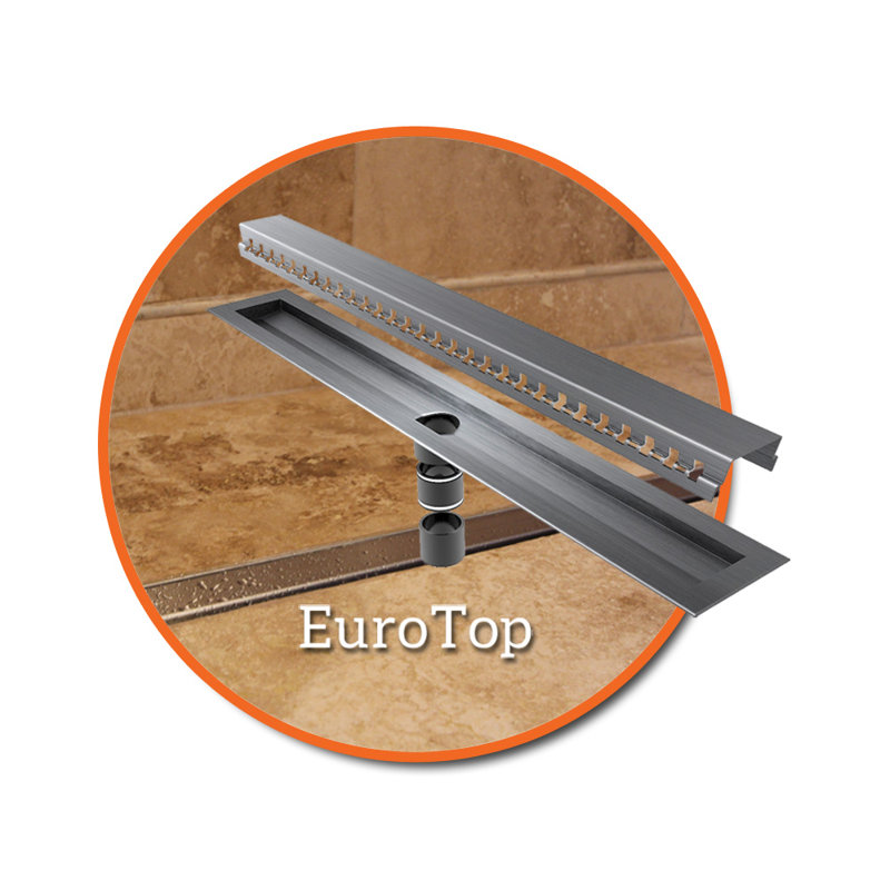 Drain de douche à grille linéaire eurotop Garda Line, H 2,5 po x l 40 po x P 0,75 po