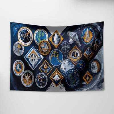 Tapisserie murale «Space Moon Landing Mission Patchs»