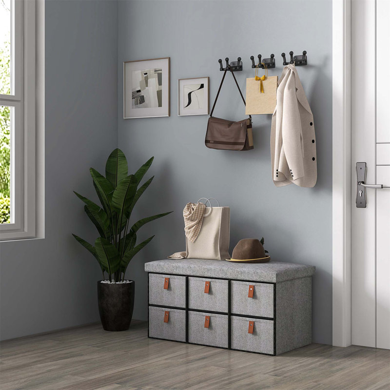 6 Pair Shoe Storage Bench, Grey