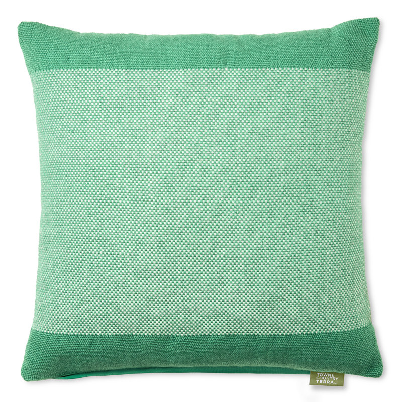 TOWN & COUNTRY TERRA Alara Solid Border Indoor Outdoor Decorative Pillow, Green/Ivory, Square 20"H x 20"W
